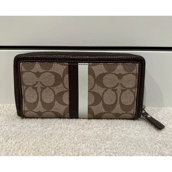 COACH Vintage Heritage Signature Stripe Zip Around Accordion Wallet F42380 - Picture 3 of 10